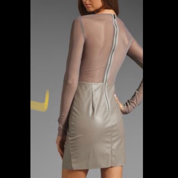 BCBG MAXAZRIA faux leather and mesh dress TAUPE - Picture 2 of 10